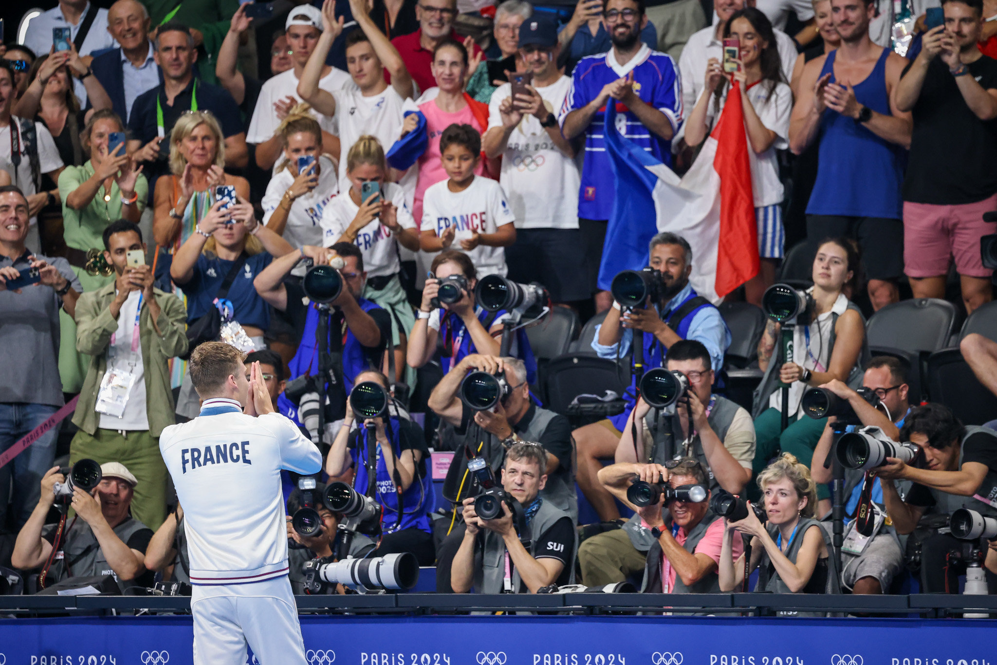 Michael Phelps a indiqué qu'il aurait aimé pouvoir vivre des Jeux olympiques à domicile comme Léon Marchand. LP/ Fred Dugit