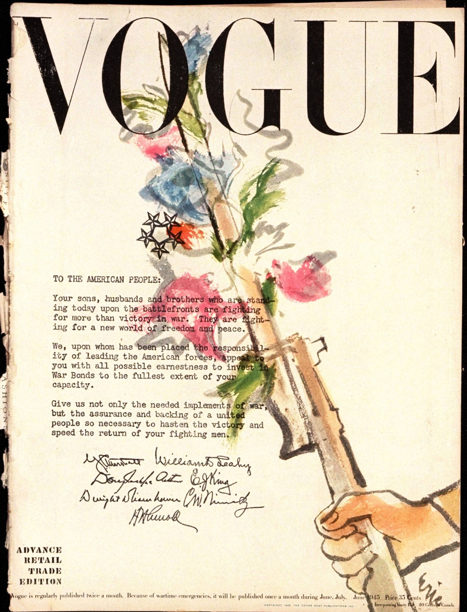 Vogue Magazine Cover  June 1945 by Eric