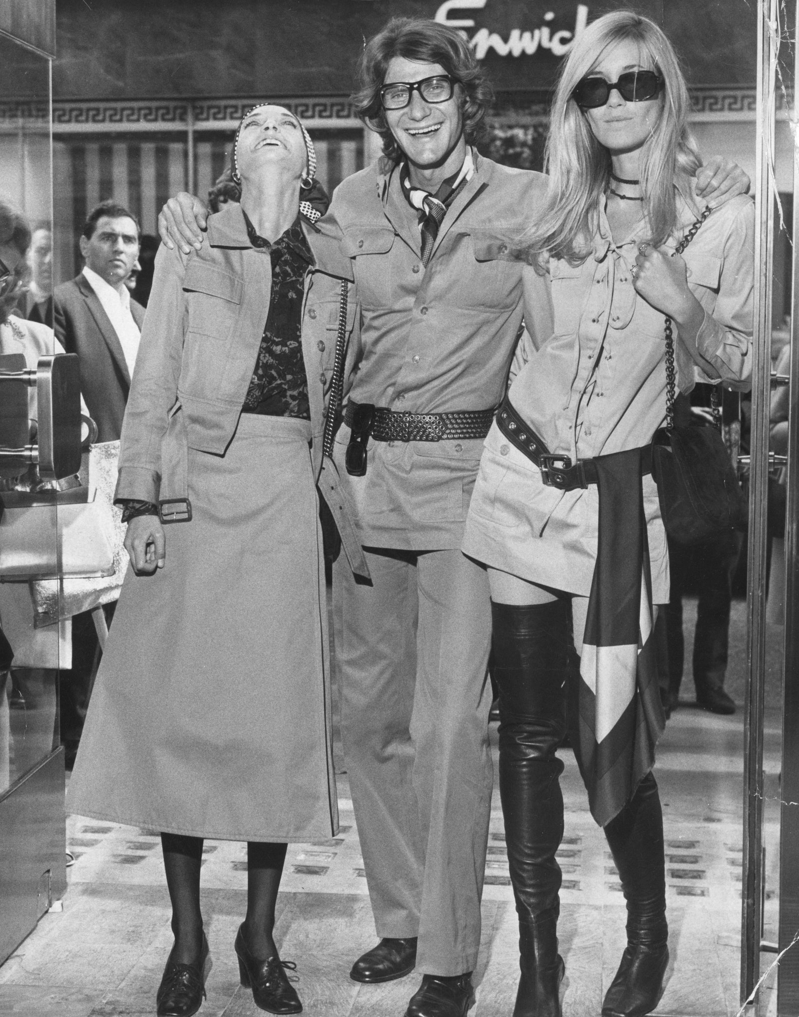 September 1969 Fashion designer Yves St Laurent opening his shop 'Rive Gauche' in Bond Street London with fashion models...