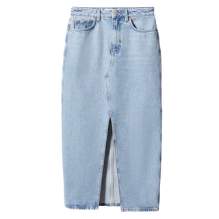 Gonna longuette in denim di cotone con maxi spacco anteriore.  buttongroup  4599 €  Su Mango