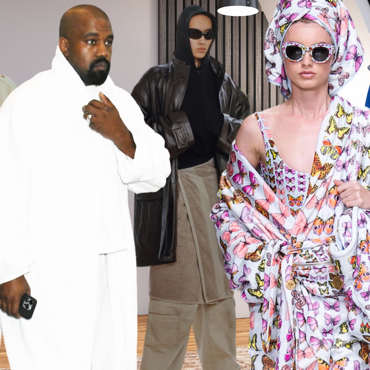 Accappatoio come abito o felpa? Jacquemus e Kanye West confermano il vestirsi come appena usciti dalla doccia