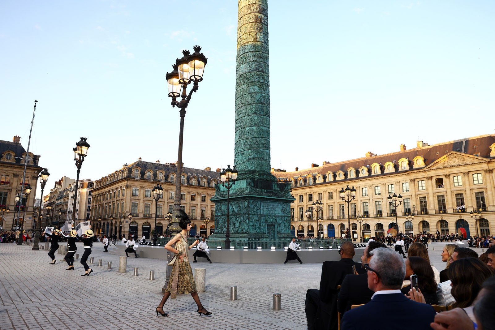 PARIS FRANCE  JUNE 23 A model walks the runway during Vogue World Paris at Place Vendome on June 23 2024 in Paris France.