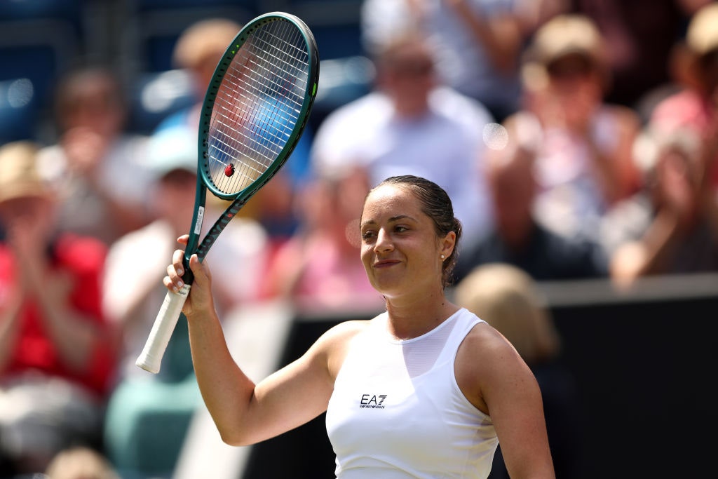 BIRMINGHAM ENGLAND  JUNE 21 Elisabetta Cocciaretto of Italy acknowledges the fans following victory against Diana...