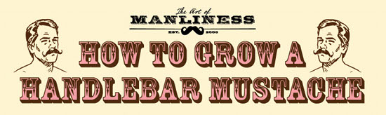 Grow a handlebar mustache illustration diagram.