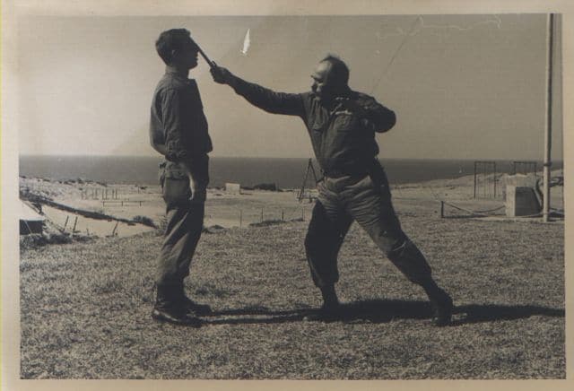 Imi Lichtenfeld, founder of Krav Maga practicing moves.