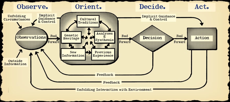 Different processes described in ooda loop.