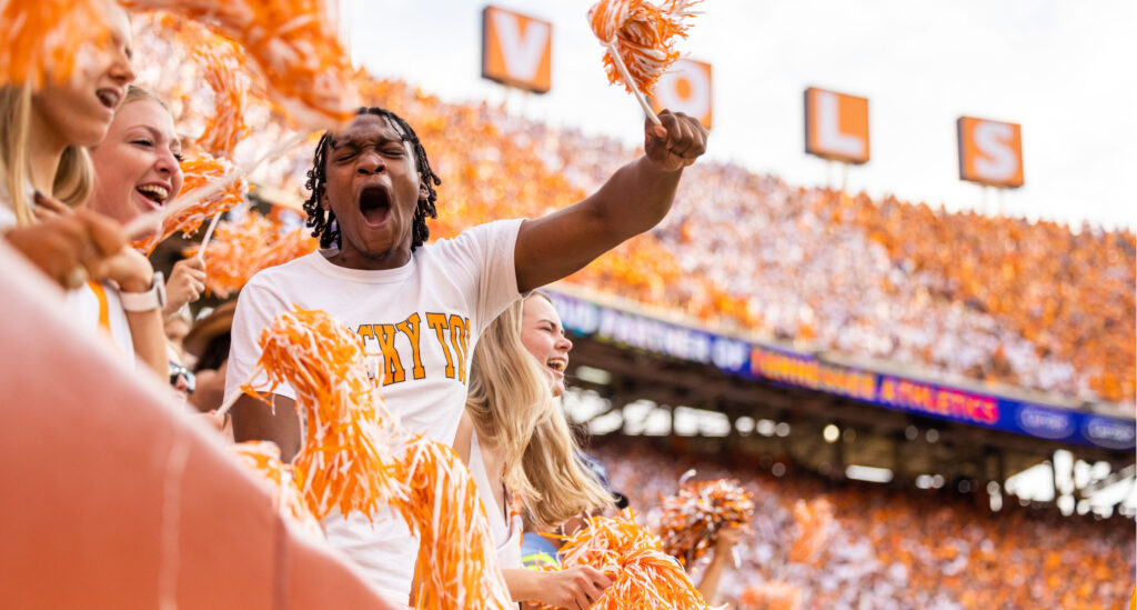 University of Tennessee fans cheer in Neyland Stadium. 