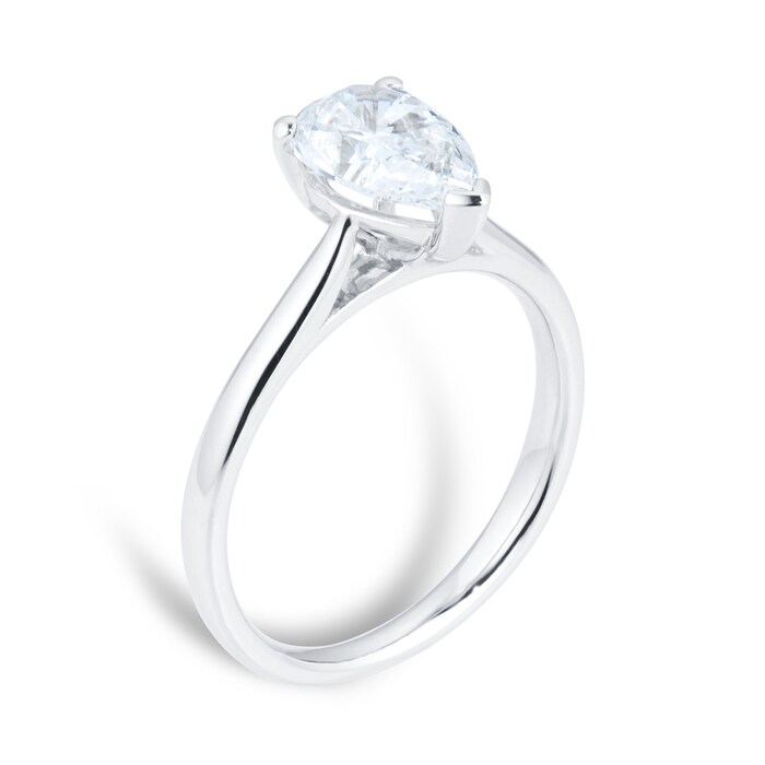 Goldsmiths Platinum 1.50ct Pear Cut Diamond Solitaire Ring