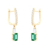 Goldsmiths 18ct Yellow Gold 0.33ct Diamond & Emerald Earrings