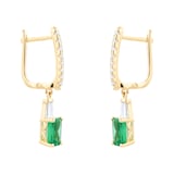 Goldsmiths 18ct Yellow Gold 0.33ct Diamond & Emerald Earrings