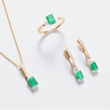 Goldsmiths 18ct Yellow Gold 0.33ct Diamond & Emerald Earrings