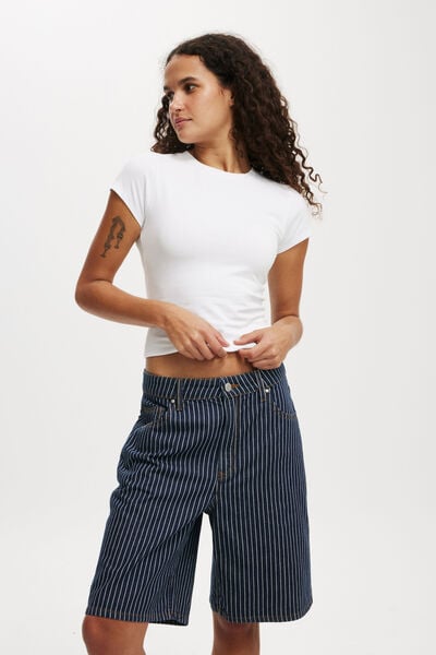 Super Baggy Denim Jort, APOLLO STRIPE