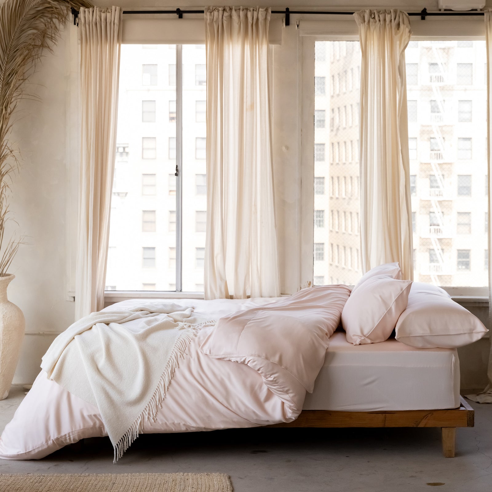 Peony Sheets on bed. 