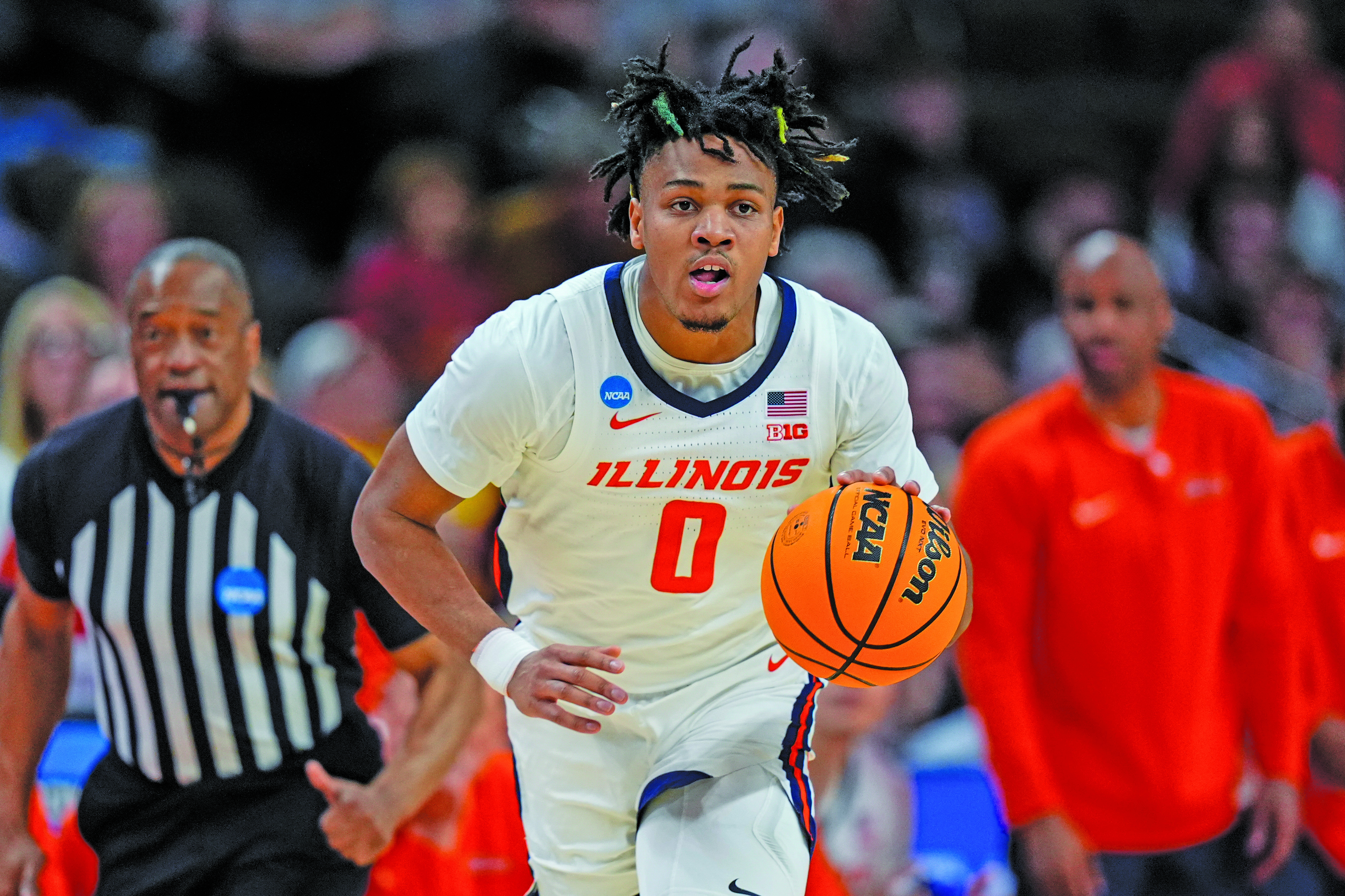 Illinois guard Terrence Shannon Jr. plays against Duquesne in the NCAA Tournament on March 23, 2024, in Omaha, Neb.