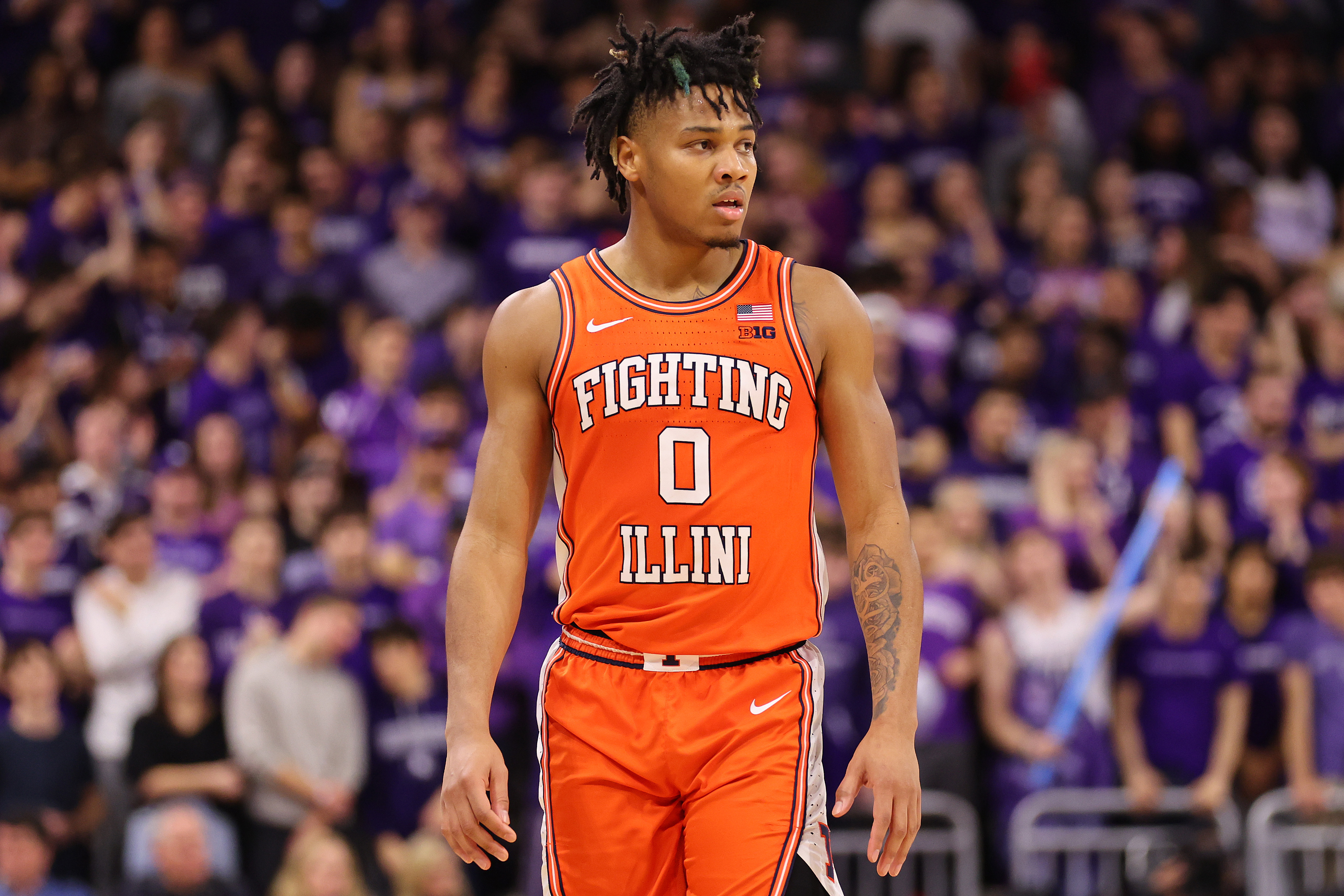 Illinois' Terrence Shannon Jr. during a game at Northwestern during which Wildcats fans chanted, "No means no!"