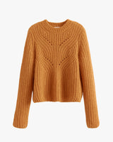 Knitted sweater with long sleeves and ribbed neck
