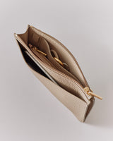 Open wallet with visible compartments and contents.