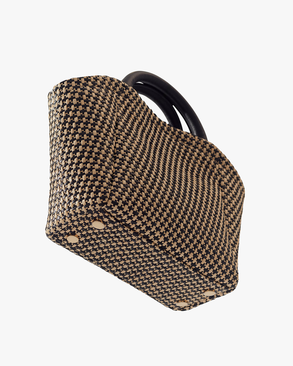 Patterned woven handbag with short handles