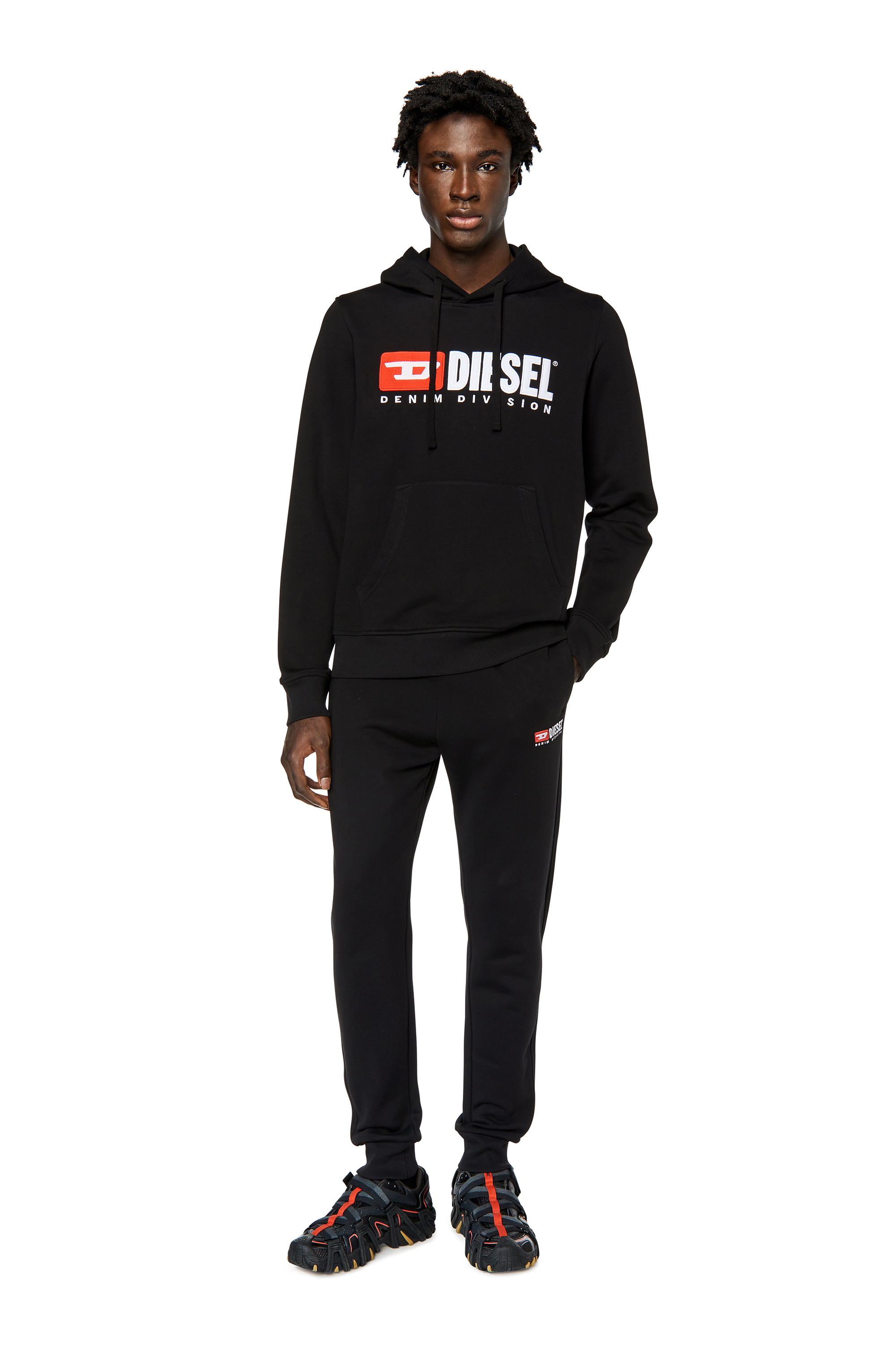 Diesel - S-GINN-HOOD-DIV, Man's Hoodie with logo appliqué in Black - 2