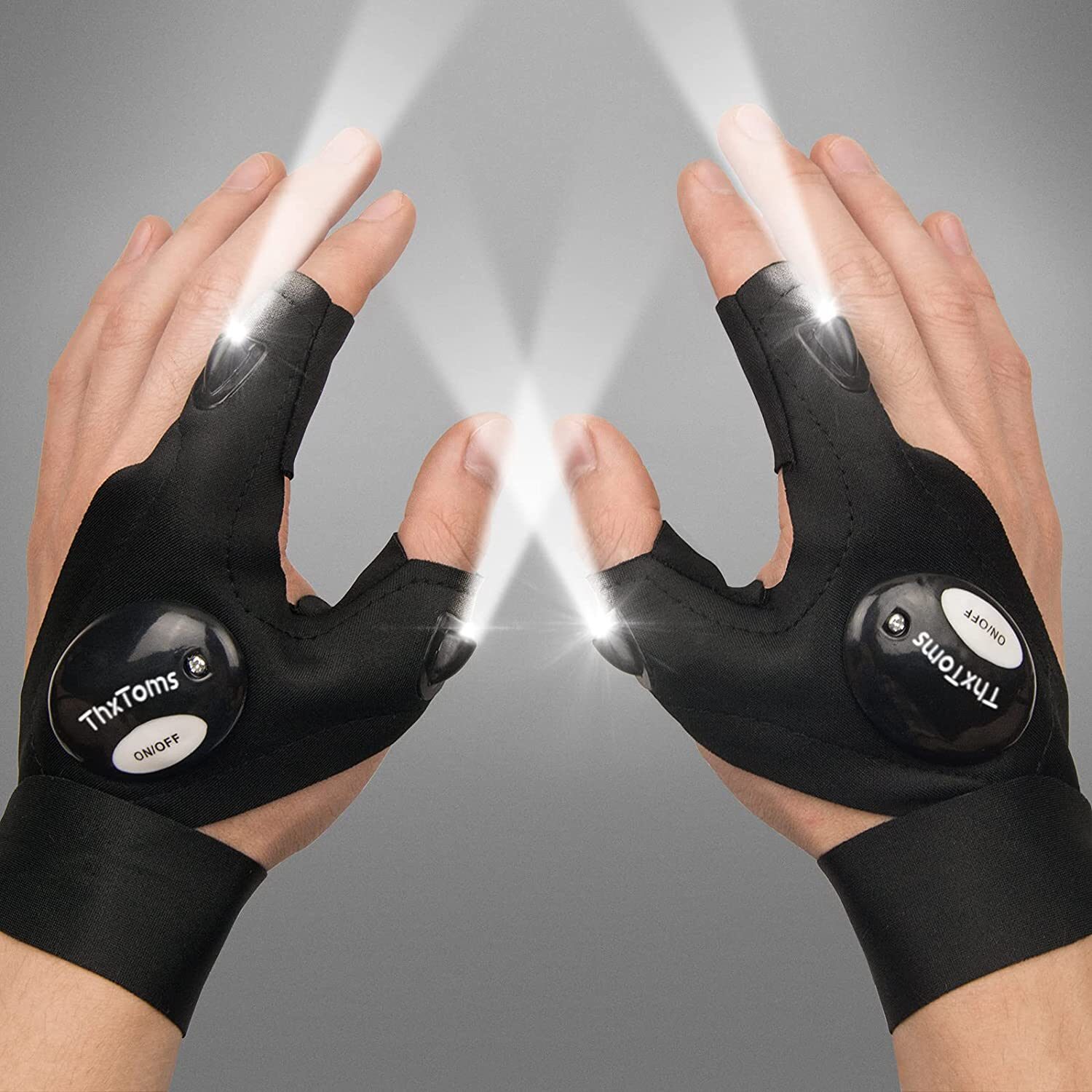 LED Flashlight Waterproof Gloves - Practical Durable Fingerless Gloves