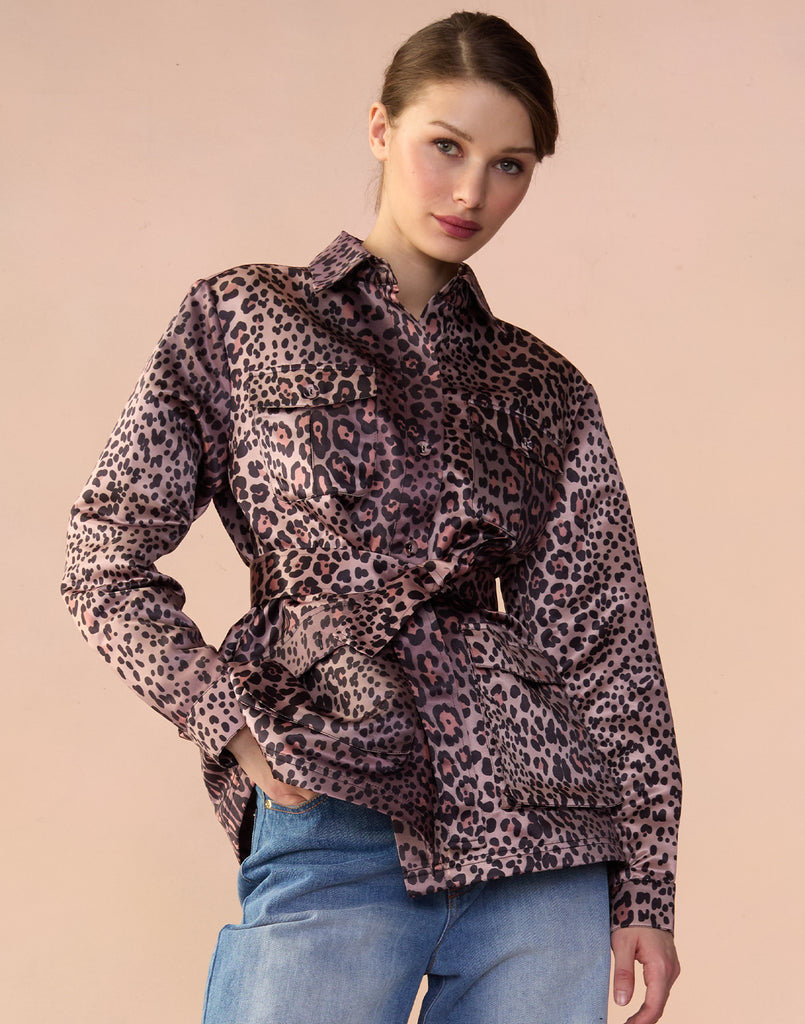 Leopardess Satin Safari Jacket