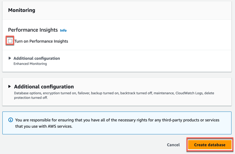 Select RDS to open the service console