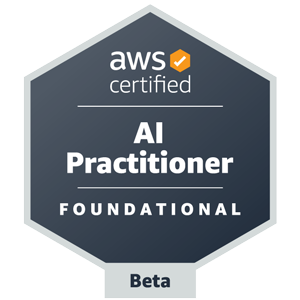 Distintivo do AWS Certified AI Practitioner beta