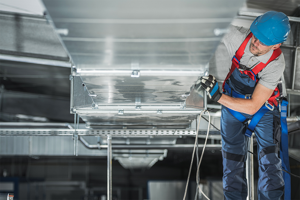 stock image engineer in hvac in building