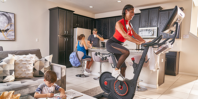 People exercising in home gym