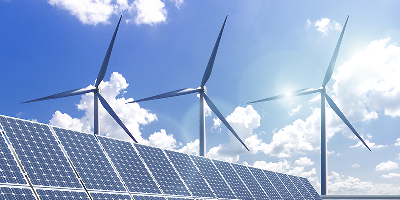 Image of wind mills and solar panels