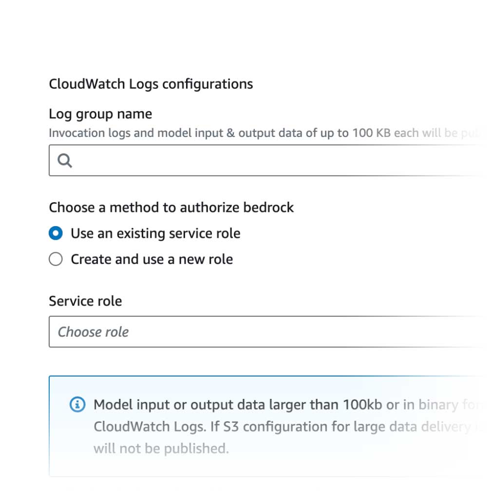 A dialog box for configuring CloudWatch logs is highlighted on the screen