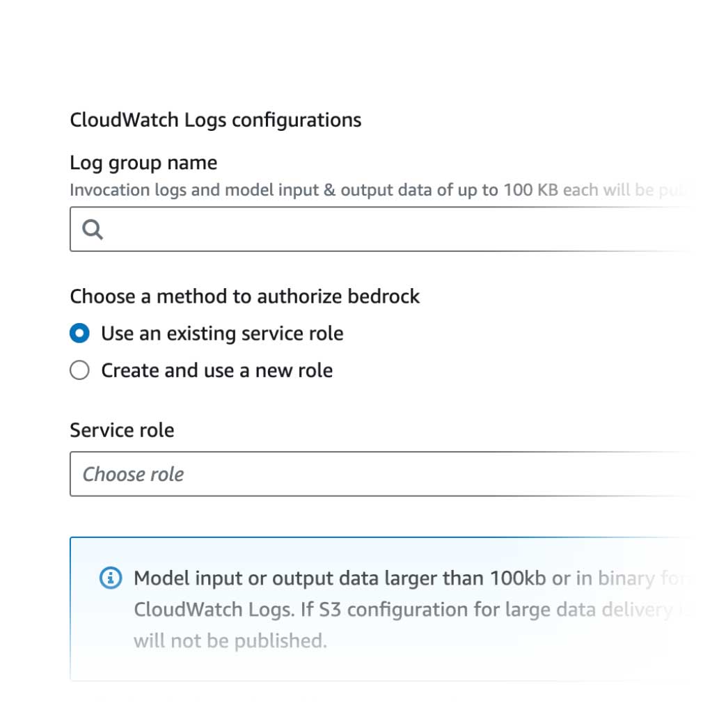 CloudWatch ログを設定するためのダイアログボックスが画面上で強調表示されます。