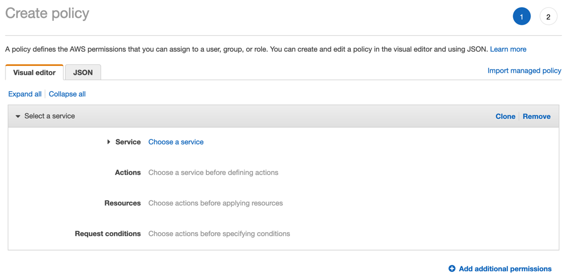 Figure 1: Use the visual editor to create a policy