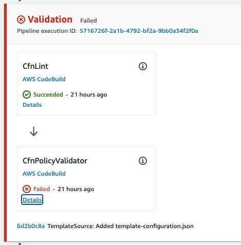 Figure 3: Validation failed on the CfnPolicyValidator action