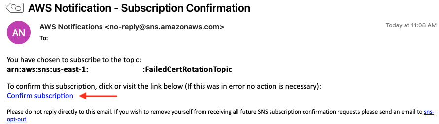 Figure 5: SNS topic subscription confirmation