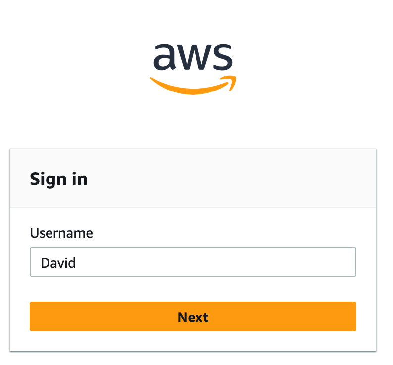 Figure 12: Screenshot of David signing into the console via the Identity Center dashboard URL.