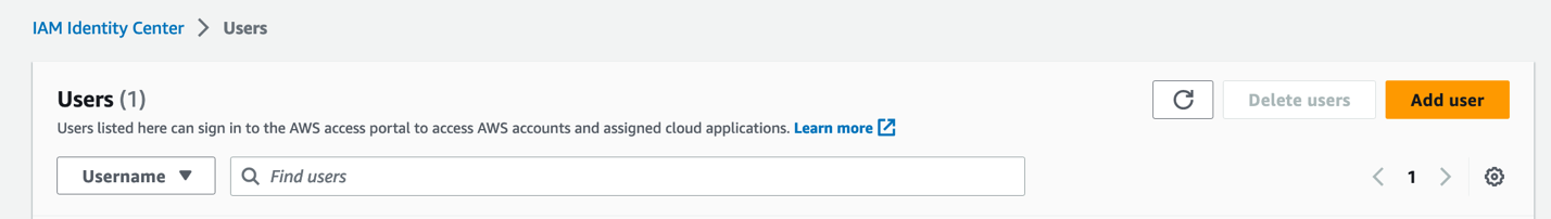 Figure 3: Screenshot of IAM Identity Center Users page.