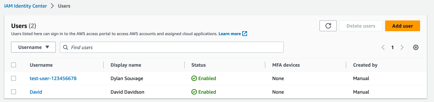 Figure 4: Screenshot of adding users to group in Identity Center.