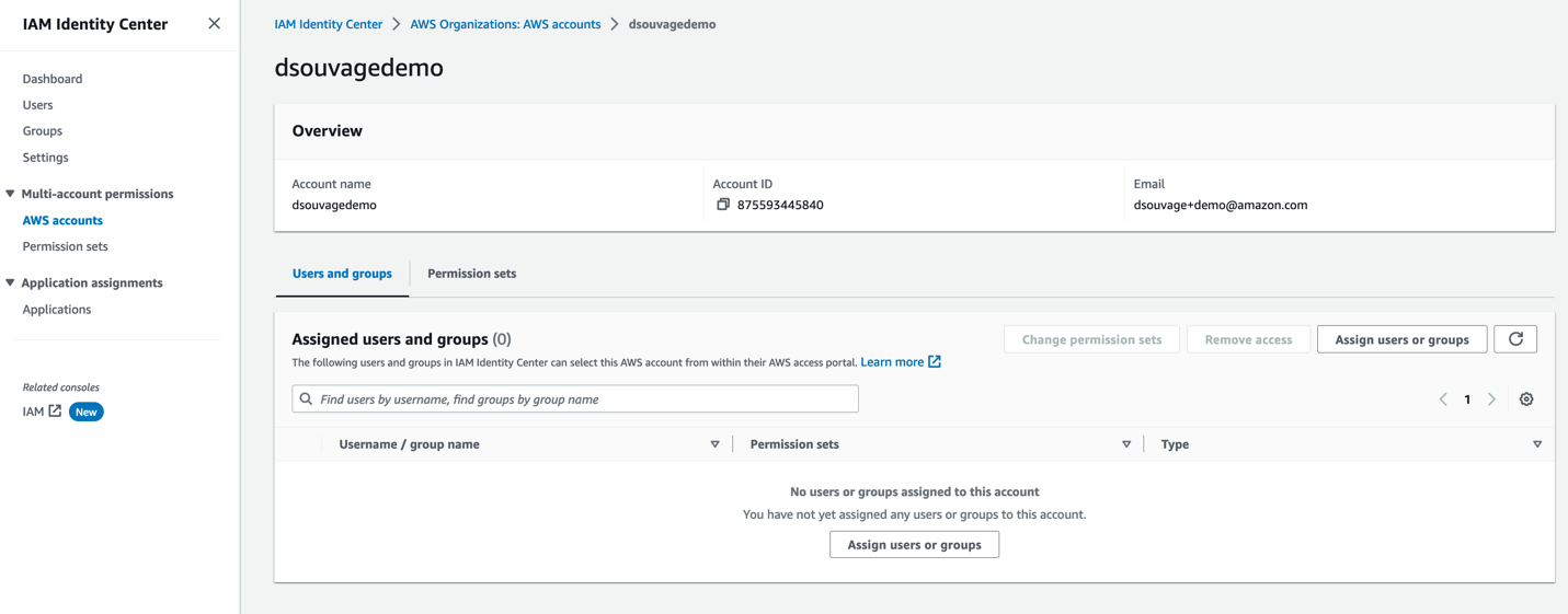 Figure 8: Screenshot of the AWS accounts in Identity Center.