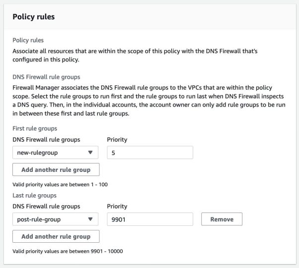 DNS Firewall Policy Rule Groups and Priority