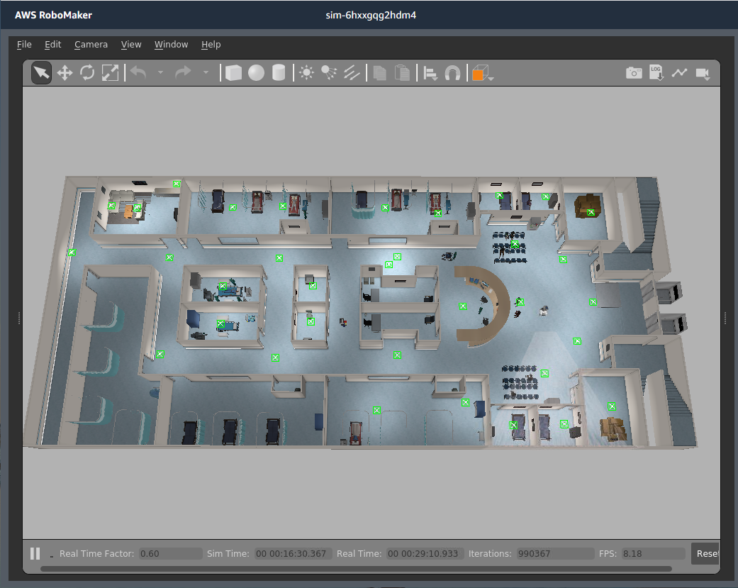 Figure 2: Top down view of the Hospital World