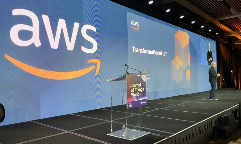 Mark Relph, Head of BD & Strategy for AWS IoT, presenting a keynote session at IoT World 2019