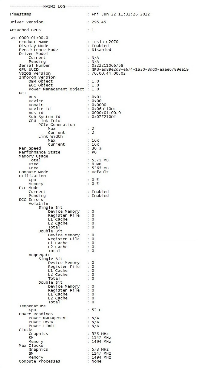 Example NVIDIA-SMI output