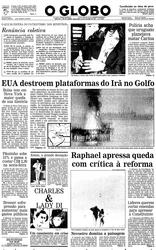 20 de Outubro de 1987, Primeiro Caderno, página 1