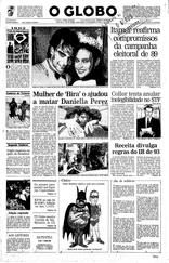 31 de Dezembro de 1992, Primeira Página, página 1