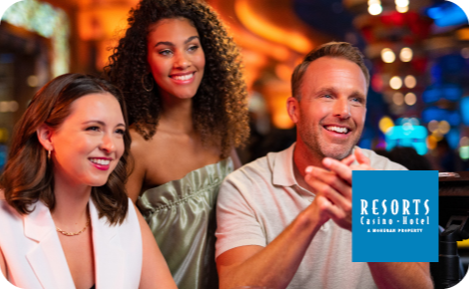 eGift card image of a group of friends and the Resorts AC logo