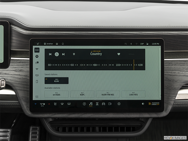 2025 Rivian R1S | Closeup of radio head unit