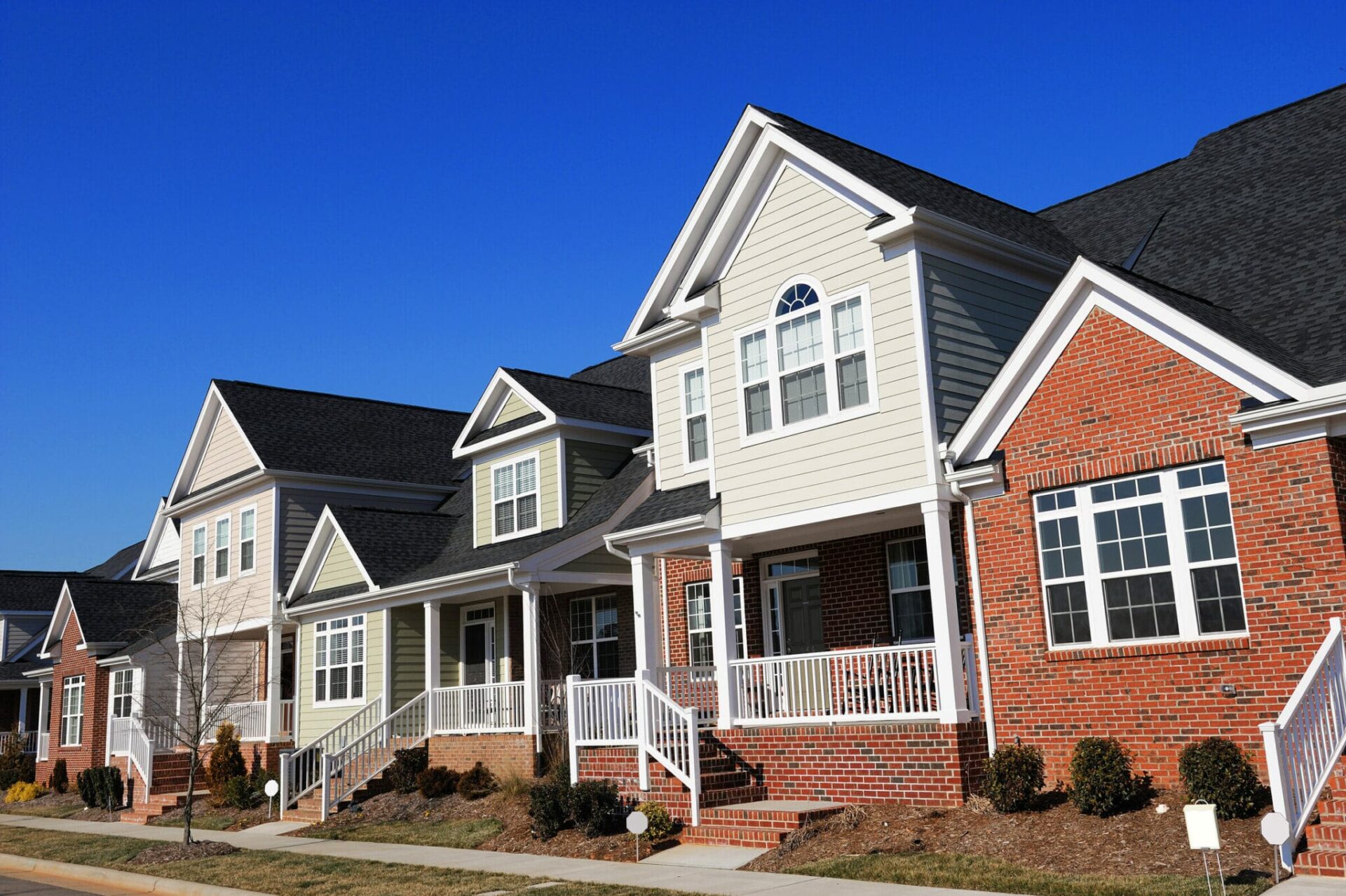 Row of townhomes in North Carolina