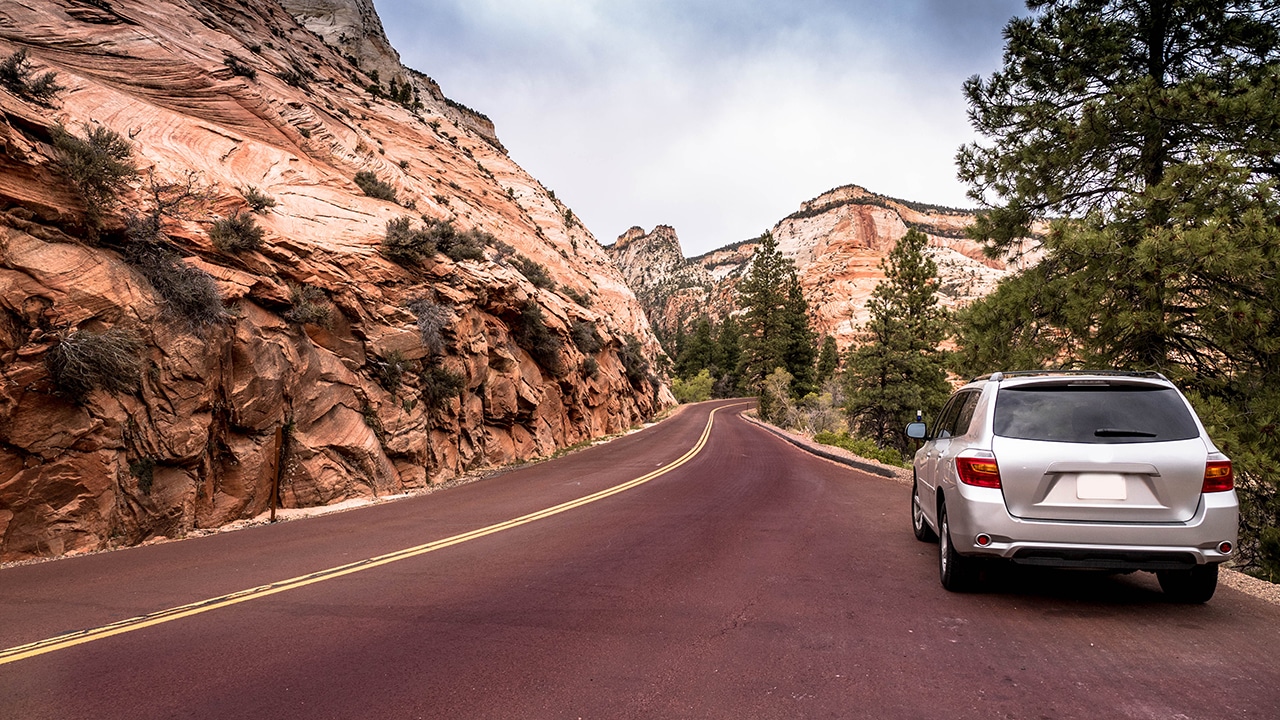 Car on desert raod