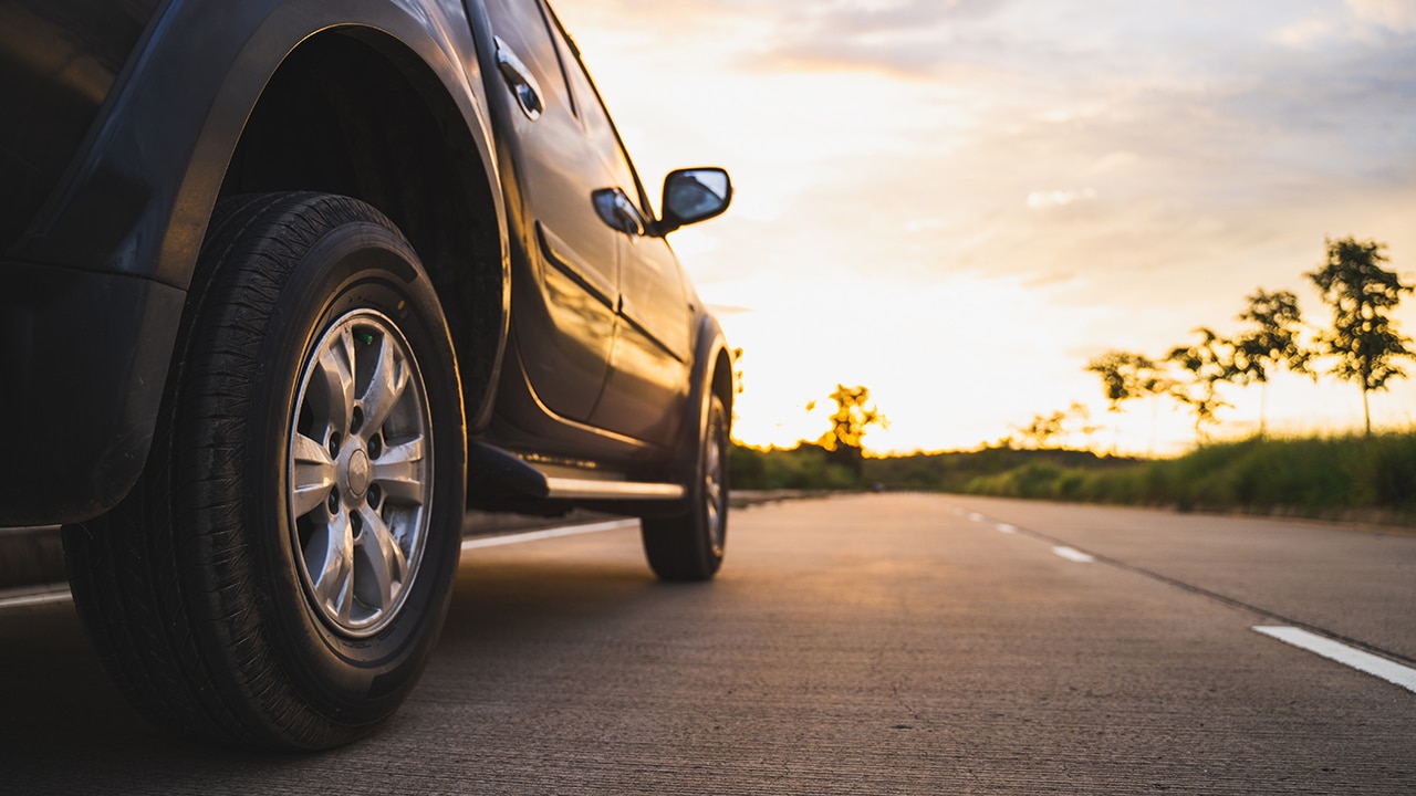 Cars on the road with beautiful sunsets